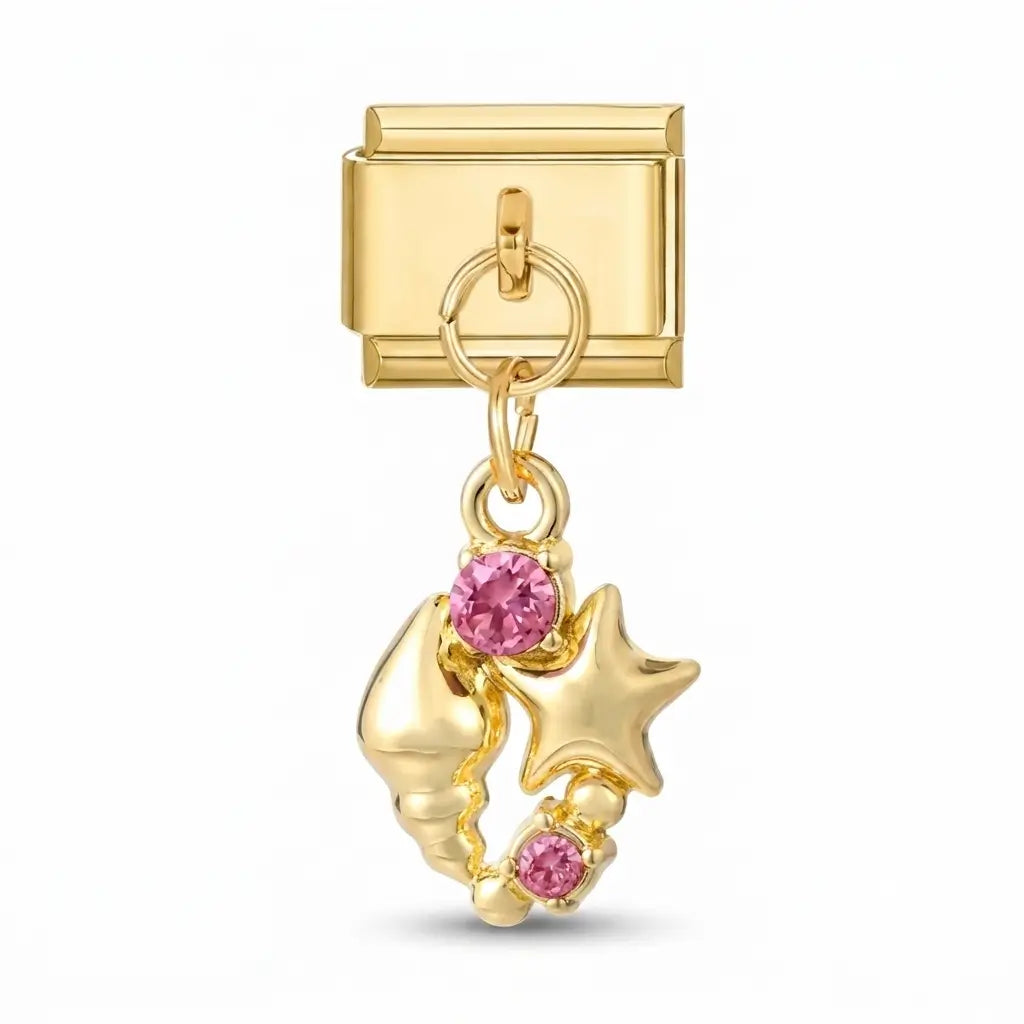 CHARM COQUILLAGE STRASS ROSE